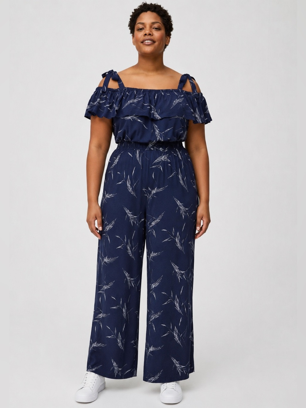 Torrid Navy Blue Tie Off-Shoulder Wide-Leg Jumpsuit - Size 0X - NWOT!